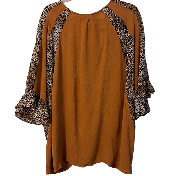 Gigio Plus women’s gathered front camel and leopard tunic top size 2XL - Picture 8 of 10